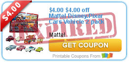 $4.00 off Mattel Disney.Pixar Cars Vehicle 2 pack
